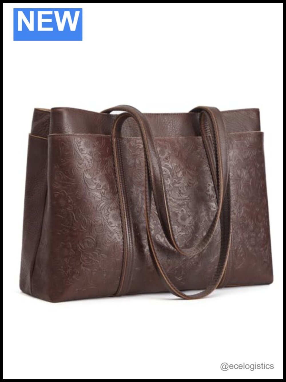 Genuine Leather Floral Tote Bag for Women Large Shoulder Handbag